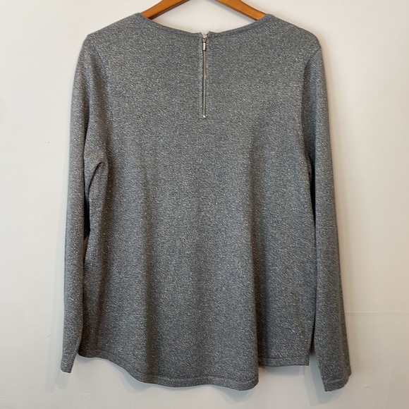 Chico’s Women’s Long Sleeve Glittery Silver Crewneck Blouse XL - Picture 5 of 7